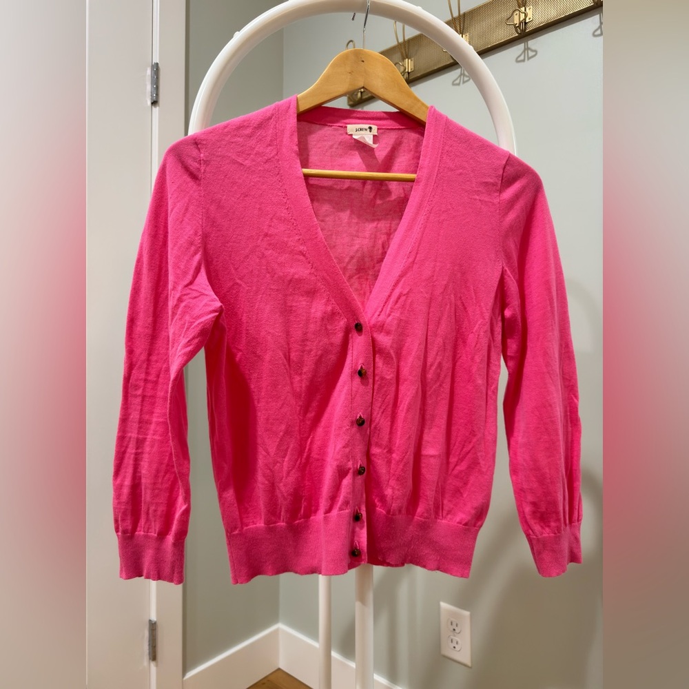 J. Crew Women's Bright Pink Summer Cardigan Sweater
